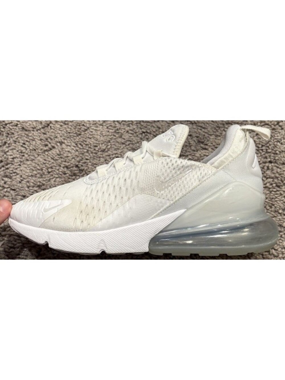 Nike Air Max 270 White Silver Shoe 943345-103 Youth GS 7Y